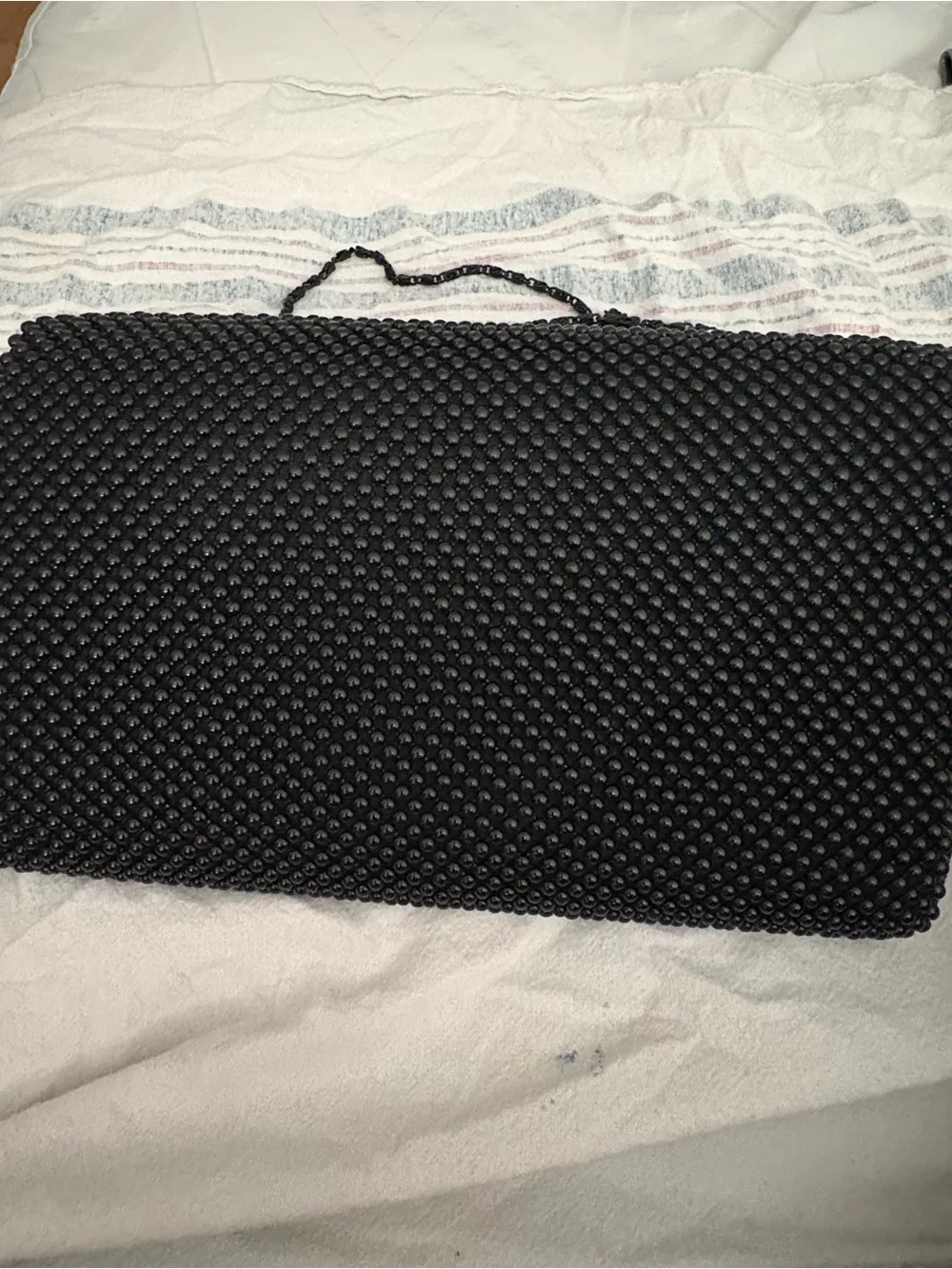& Other Stories Black Beaded Shoulder Bag with Gold Trim